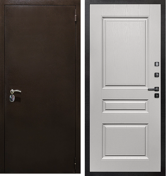 Входная дверь Термо Лайт Медь ФЛ-243 белое дерево