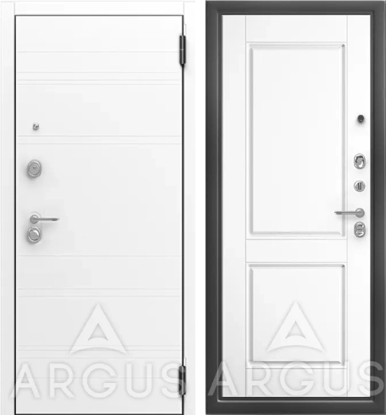 Входная дверь ДА104 Антик серебро Ромео Эмалит арктик,Квентин, Вельвет белый горизонт