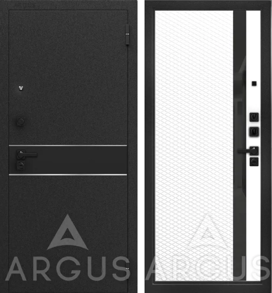 Входная дверь ДА65 Black Style Черный шелк Норвич Эмалит белый (MBP), Черный лакобель