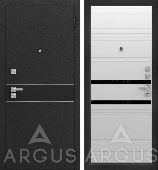 Входная дверь ДА92 Черный шелк Ювентус Вельвет белый горизонт