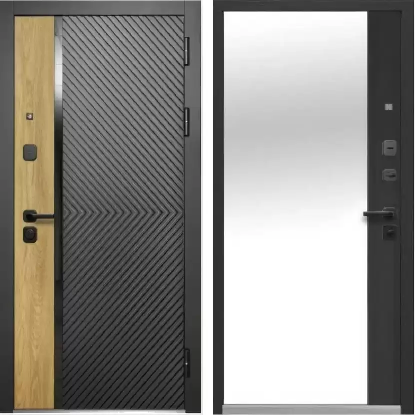 Входная дверь Luxor 2МДФ Дуб Диагональ Зеркало