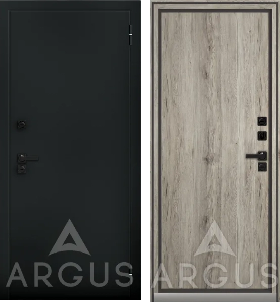 Входная дверь Тепло Букле черный Рустик пепельный