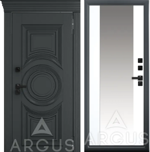 Входная дверь Тепло Букле графит Вояж Эмалит арктик,Сайрос, Дуб антрацитово-серый