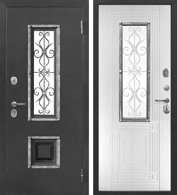 Входная дверь Венеция Серебро Белый Ясень