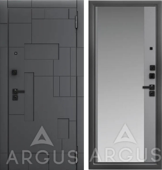 Входная дверь ДА96 Black Style Антик серебро Магнум Силк муссон, Зеркало,Корса, Силк флай