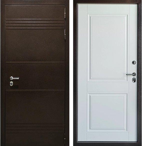 Входная дверь Термо Лайт Д 44 Медь/ белое дерево