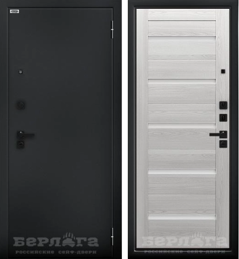 Сейф-дверь Ультра Александра Ясень ривьера айс / Лакобель белый / Букле черный