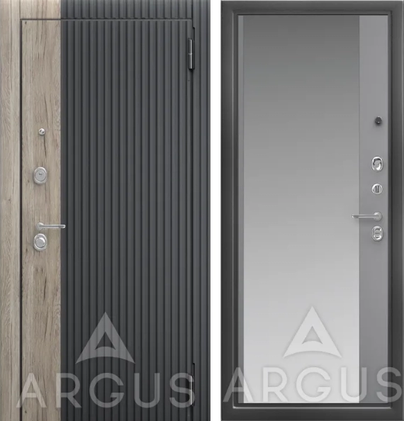 Входная дверь ДА106 Антик серебро Магнум (Силк муссон, Зеркало,Фруме, Силк флай.Рустик пепельный