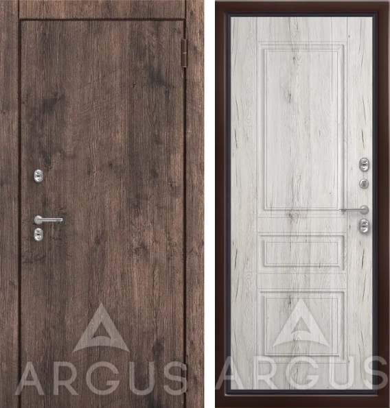 Входная дверь Тепло Коричневый молоток Оливер Рустик серый,.без фрезеровки, Акация темная винорит