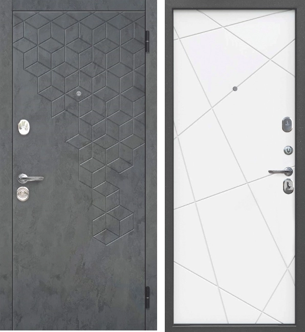 Входная дверь Феникс Линии велюр белый софт