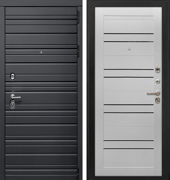 Входная дверь Энца Софт черный/ Скол дуба белый