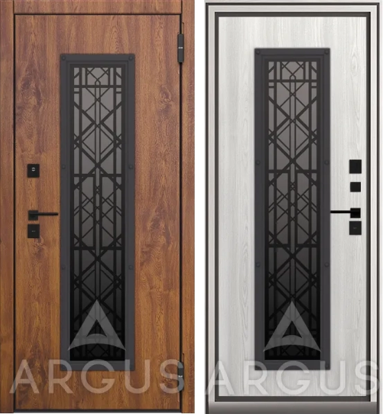 Входная дверь Тепло Муар графит Бриан Ясень ривьера айс,Бриан, Дуб янтарный винорит