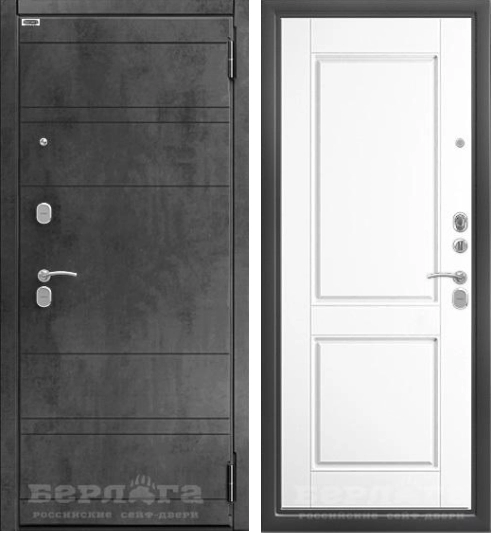 СЕЙФ-ДВЕРЬ ТРИНИТИ РОМЕО ЭМАЛИТ АРКТИК / МДФ КЕЛВИН БЕТОН ТЕМНЫЙ