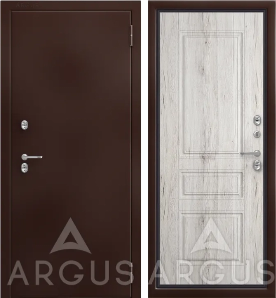 Входная дверь Тепло Коричневый молоток Оливер Рустик серый