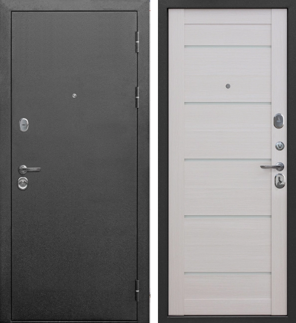 Входная дверь 9  Серебро Царга лиственница беж