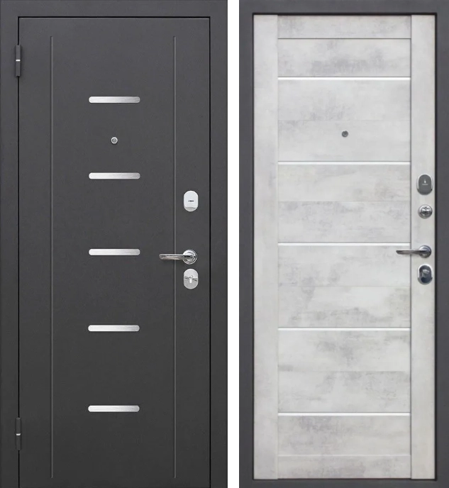 Входная дверь 7,5 см Гарда Серебро Бетон Снежный Царга