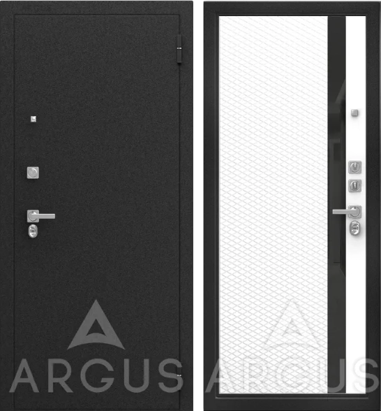 Входная дверь ДА65 Черный шелк Норвич Эмалит арктик Черный лакобель
