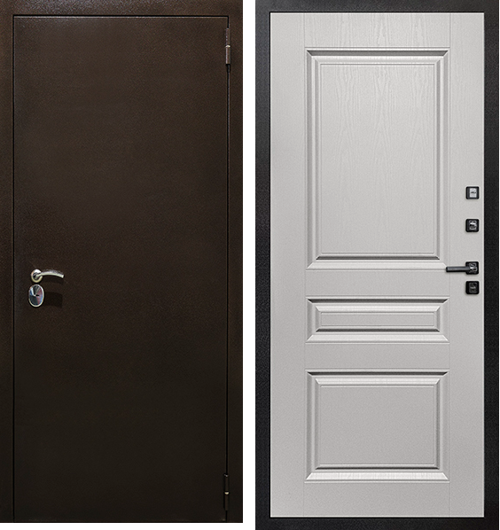 Входная дверь Термо Лайт Медь ФЛ-243 белое дерево