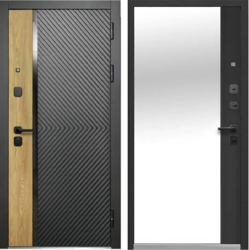 Входная дверь Luxor 2МДФ Дуб Диагональ Зеркало