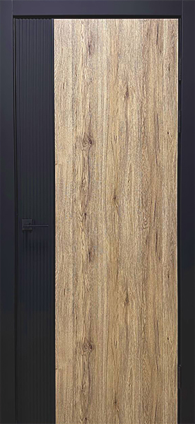 Дверная Линия Межкомнатная дверь 523/Ч/8/18 Рустик натуральный/ Блэк, кромка чёрная (ДГ)