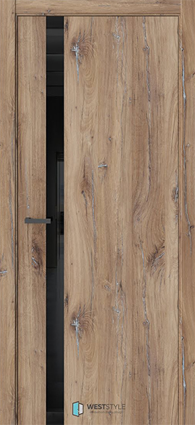 Weststyle Межкомнатная дверь Экзотика 10Е Дуб флагстафф/ Чёрное Lacobel (ДО)