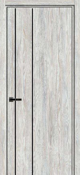Краснодеревщик Межкомнатная дверь РибенЛайн 03 Сосна светло-серая/ Молдинг/ кромка Черная (ДГ)