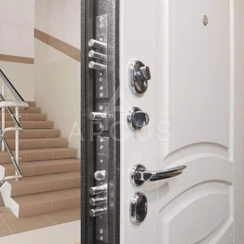 Входная дверь  ДА61 Антик серебро Монако Белый ясень