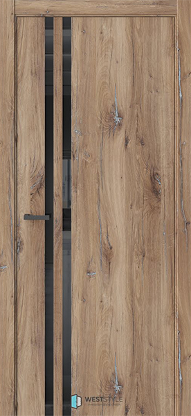 Weststyle Межкомнатная дверь STELLA 2 Дуб флагстафф/ Чёрное Lacobel (ДО)