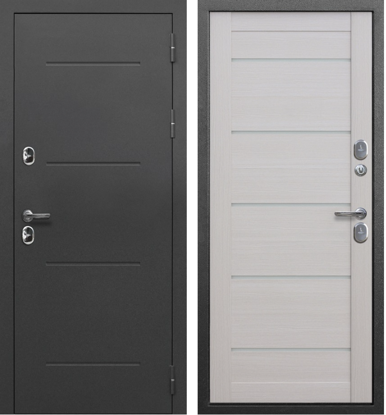 Термодверь входная ISOTERMA  Антик серебро Лиственница бежевая  царга