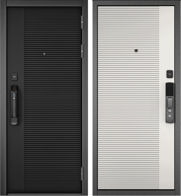 Дверь входная City Smart электронный замок черный матовый белый софт